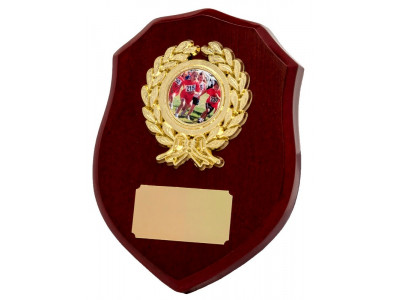Rosewood and Gold Shield Shape Plaque...
