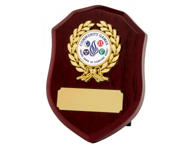 Rosewood and Gold Shield Shape Plaque...