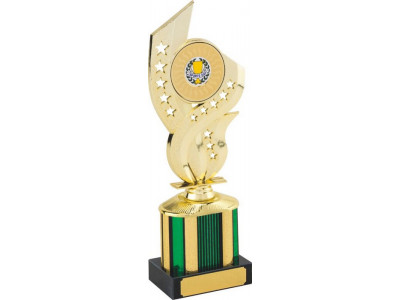Rugby Flame Gold Column Trophy 25cm