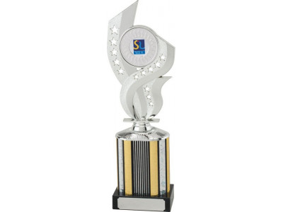 Rugby Flame Silver Column Trophy 27.5cm