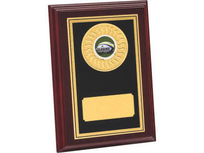 Rosewood Plaque with Brass Plate 15.5cm