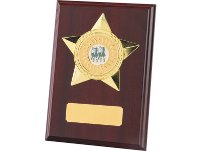 Rosewood Plaque with Gold Star 18cm