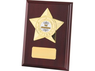 Rosewood Plaque with Gold Star 15.5cm