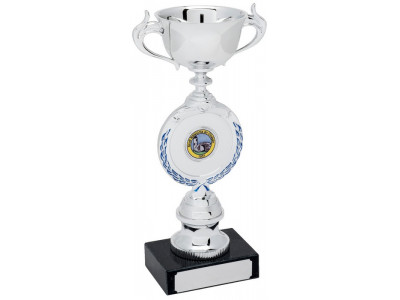 Social Silver Cup on Laurel Plate 20.5cm