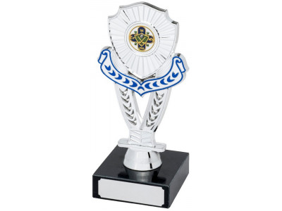 Soccer Mounted Shield Silver Trophy 16cm