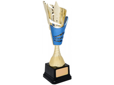 Wrapped Cone Blue and Gold Trophy 30cm