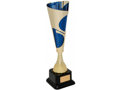 Metal Twist Cone Gold and Blue Trophy...