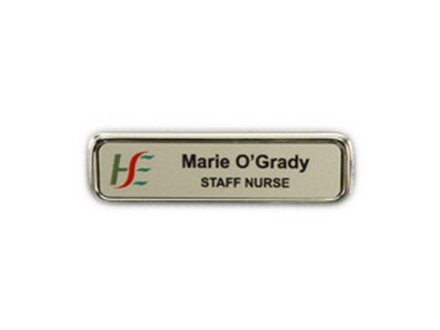 Gold Frame Silver Plastic Name Badge...