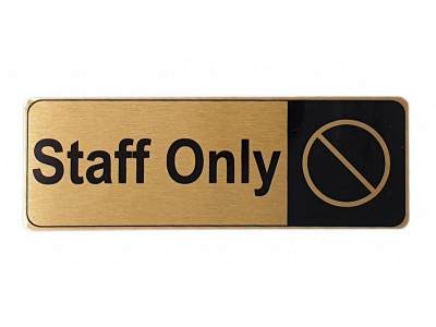 170x60mm Staff Only Gold Sign
