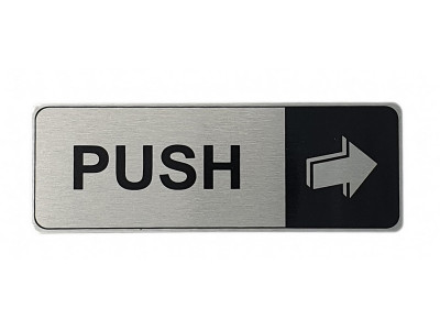 170x60mm Push Silver Sign