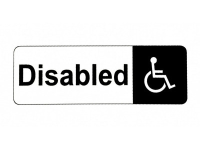 170x60mm Disabled White Sign