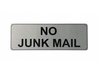 170x60mm No Junk Mail Silver Sign