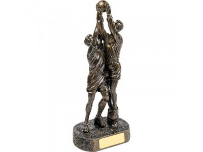 Double Footballers Bronze Figure 34cm