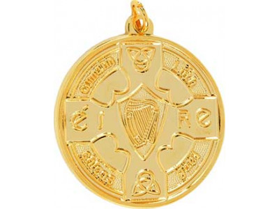 Gaelic Harp Celtic Cross Gold Medal