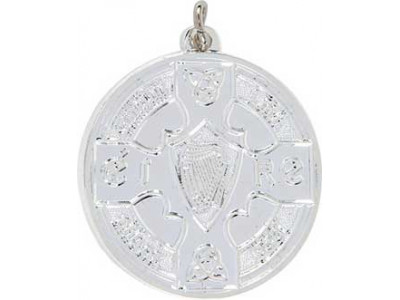 Gaelic Harp Celtic Cross Silver Medal