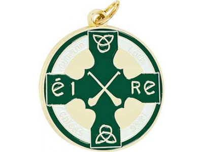 Hurling Celtic Cross Green Enamel...