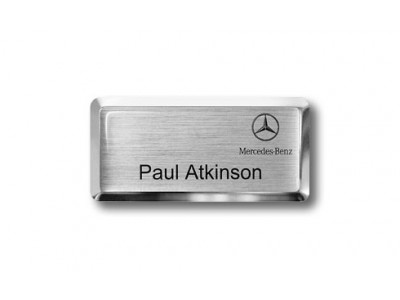 Rectangular Silver Metal Badge 62x25mm