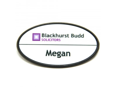 Oval White Metal Badge 64x34mm