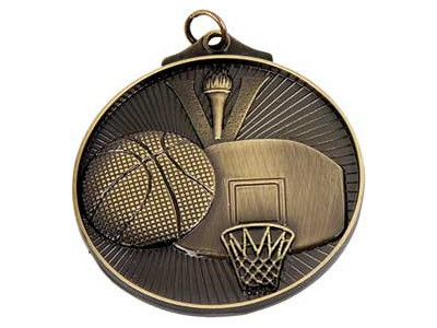 Basketball 3D Torch Medals Antique Gold