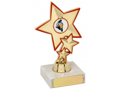Stacked Star Red and Gold Trophy 14.5cm