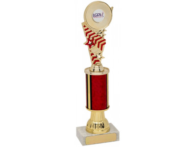 Chevron Red and Gold Column Trophy 28cm