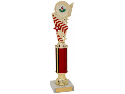 Chevron Red and Gold Column Trophy 33cm