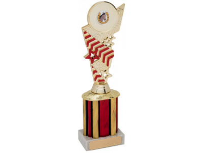 Chevron Red and Gold Column Trophy 27cm