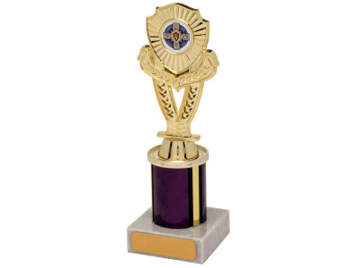 Mounted Shield Gold Column Trophy 19.5cm