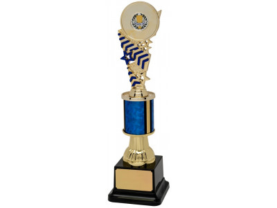 Chevron Navy and Gold Column Trophy...