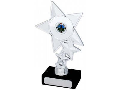 Basketball Stacked Star Silver Trophy...