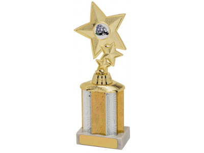 Stacked Star Gold Column Trophy 23cm