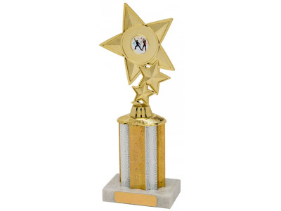 Stacked Star Gold Column Trophy 28.5cm