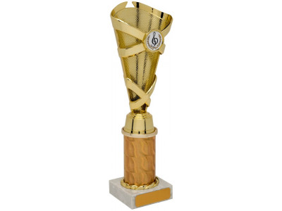 Banded Cone Gold Column Trophy 27cm