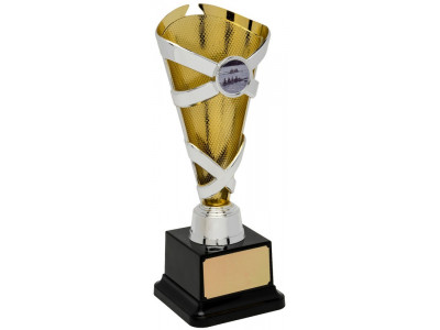 Banded Cone Silver and Gold Trophy 22cm