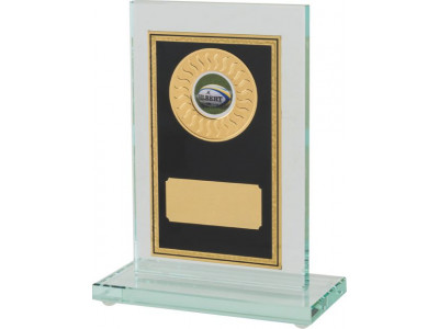 Glass Award with Brass Plate 16cm