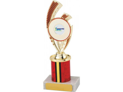 Riser Gold and Red Column Trophy 20.5cm