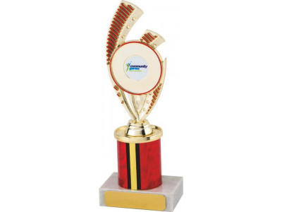 Golf Riser Gold and Red Column Trophy...