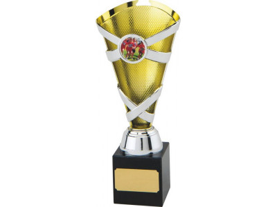 Banded Cone Silver and Gold Trophy 20cm